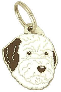 Lagotto romagnolo branco e marrom <br> (placa de identificação para cães, Gravado incluído)